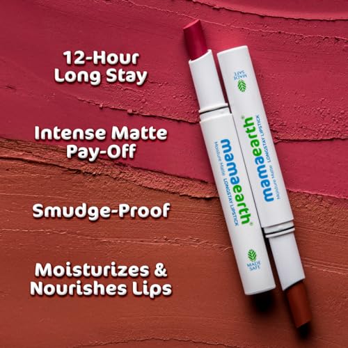 Mamaearth Moisture Matte Longstay Lipstick With Avocado Oil & Vitamin E For 12 Hour Long Stay-12 Berrylicious Magenta - 2 G