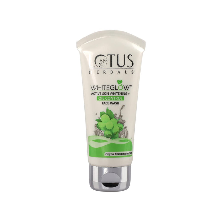 Lotus Herbals Whiteglow Active Skin Whitening & Oil Control Face Wash | With Green Tea Extract | Brightens Skin | For All Skin Types | 100g