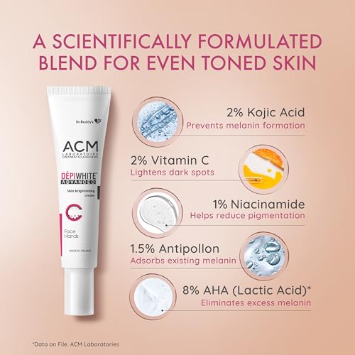 Depiwhite Dr. Reddysadvanced Cream, Enriched With 2% Vitamin C, 1% Niacinamide & 2% Kojic Acid | Dermatologist Recommended| Men & Women| Suits All Skin Types|40Ml