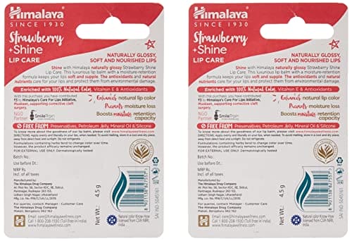 Himalaya Herbals Strawberry Shine Lip Care, 4.5g (Pack of 2)