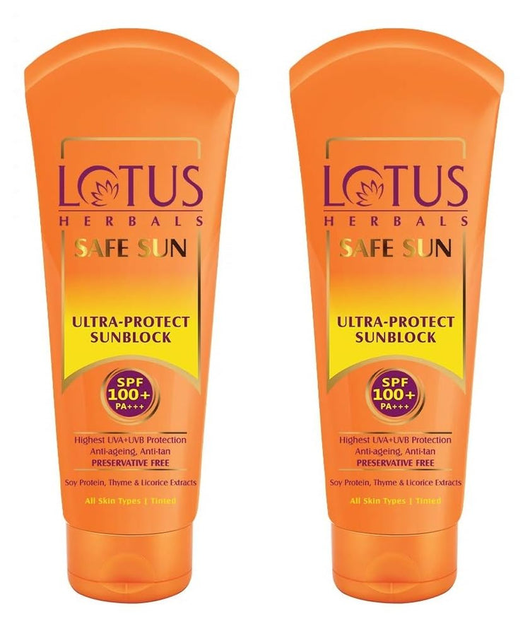 Lotus Herbals Sunscreen SPF 100 PA+++ Cream,50gm x Pack of 2