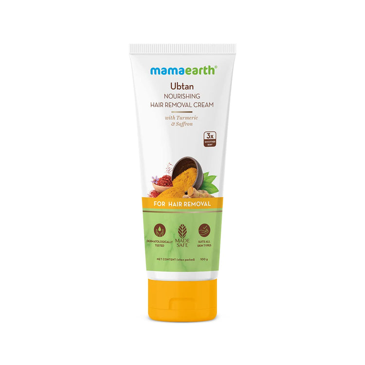 Mamaearth Ubtan Nourishing Hair Removal Cream With Turmeric & Saffron for Hair Removal- 100g For All Skin Types|For Men & Women, No Harmful Chemicals |Ideal for Underarms, Legs|Dermatologically Tested