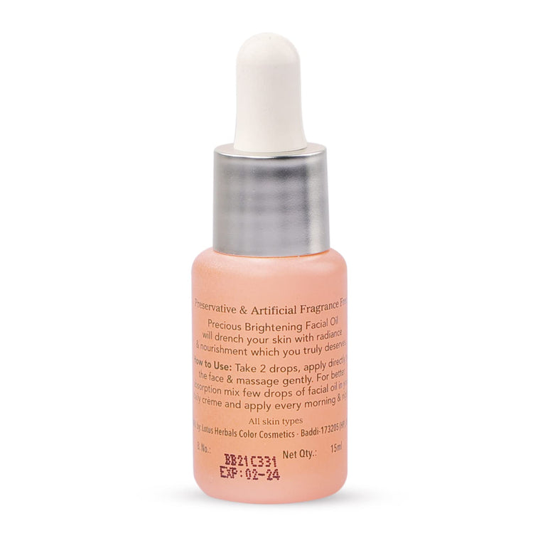 Lotus Organics+ Precious Brightening Face Oil | 100% Certified Organic White Peony | Reverses Sun-damage & Calms Irritated Skin | Sulphate & Paraben Free | All Skin Types | 15ml