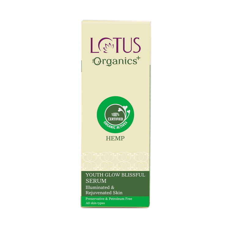 Lotus Organics+ Youth Glow Face Blissful Serum | Moisturising & Nourishing | For All Skin Types | 30ml, Yellow