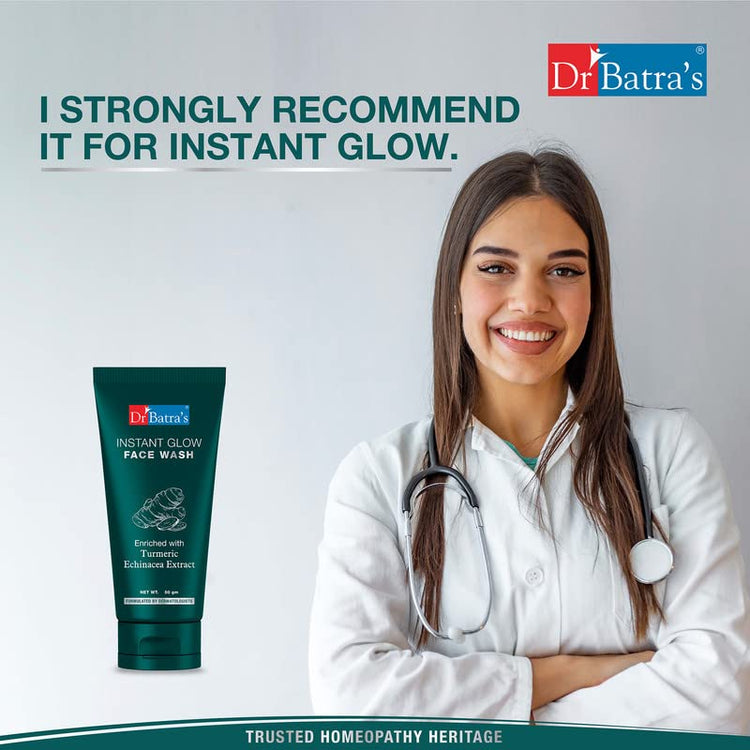 Dr Batra's Instant Glow Face Wash, Enriched with Echinacea & Turmeric, Repairs Skin Damage, Prevents infections, Face Wash for Skin Complexion & Glowing skin, Paraben & Silicone free(100g)