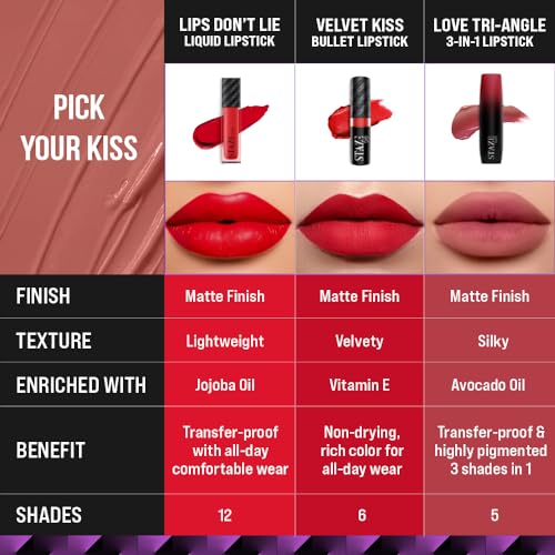 Staze 9to9 Lips Don't Lie Matte + Transferproof Liquid Lipstick |Intense Color Payoff | Lightweight & Comfortable | 12 Hour Long Stay| 12 Nude Spice | 4 ml