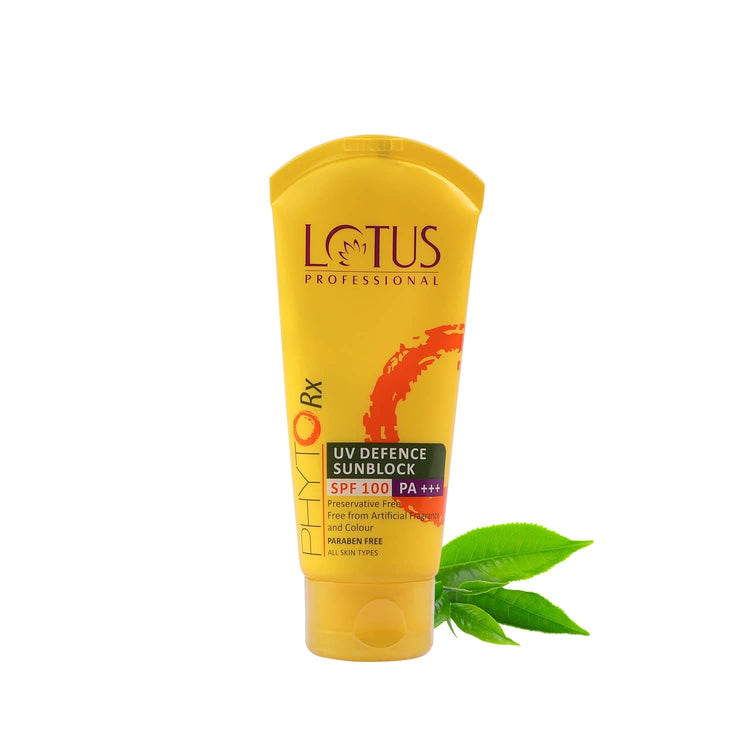 Lotus Professional PHYTORx UV Defence Sunblock Sunscreen SPF 100, PA+++ | Non-sticky | Fragrance Free | Sunscreen for Men & Women | For Damaged skin | For Oily, Dry, Sensitive & Combination Skin | 50g