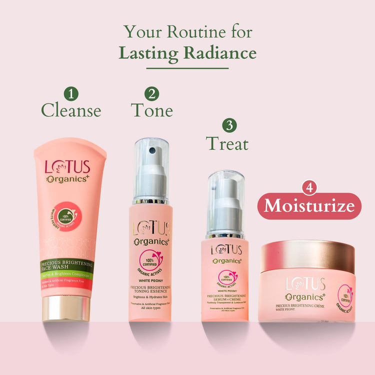 Lotus Organics+ Precious Brightening Cream | For Dark Spots, Blemishes & Pigmentation | SPF 20 Moisturiser | 30g