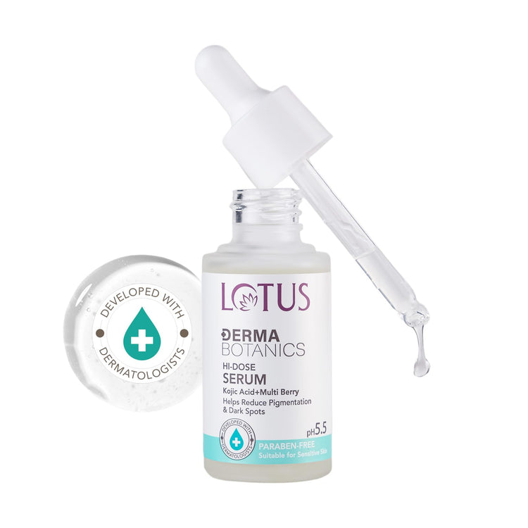 Lotus Herbals Dermabotanics Kojic Acid + Multi Berry Hi-Dose Serum|Reduces Pigmentation & Dark Spots|Calms Redness|Made With Dermatologists|Non-Irritating|Ph 5.5|Suitable For Sensitive Skin|28Ml