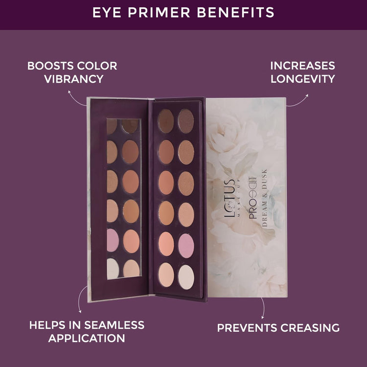 Lotus Make-Up Proedit Eye Primer Infused EyeShadow Palette Dream & Dusk| Highly Pigmented| Blendable| 12 Shades|16.8g