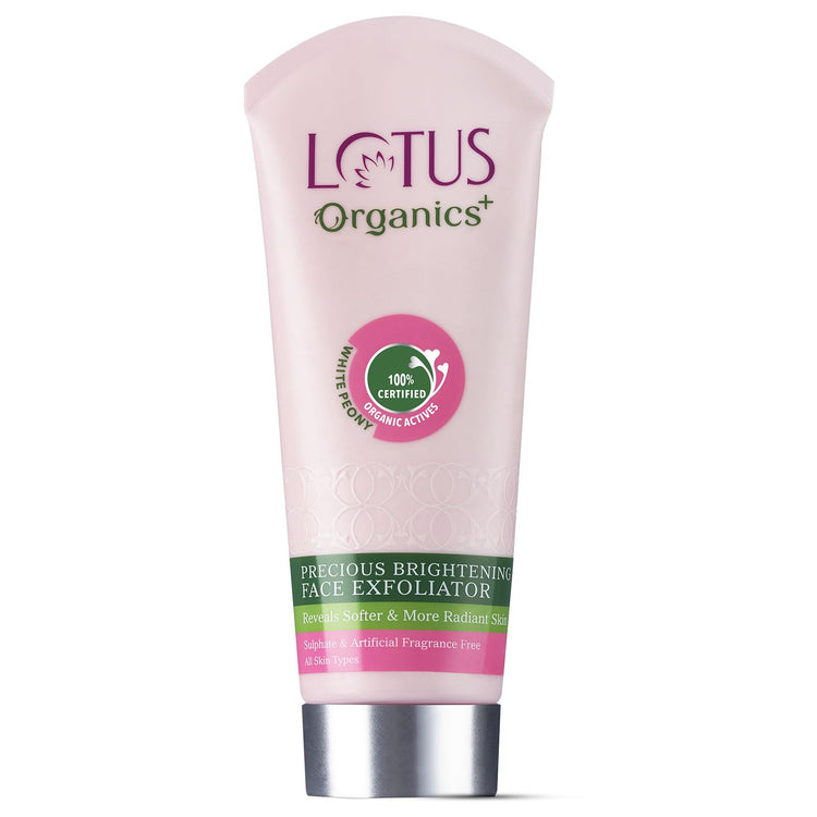 Lotus Organics+ Precious Brightening Face Exfoliator | Gentle and Effective Organic Face Scrub | 50g