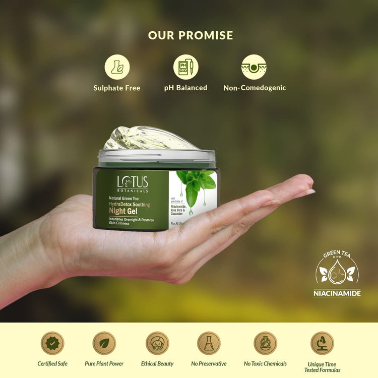 Lotus Botanicals Natural Green Tea HydraDetox Soothing Night Gel with Niacinamide 50G