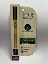 Lotus Organics+ Black Kajal | With Jojoba Oil & Shea Butter | Waterproof, Long Lasting, Pigmented & Black Matte Finish | Made with 100% Natural & Safe Ingredients | For Everyday Use