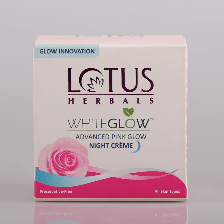 Lotus Herbals Whiteglow Advanced Pink Glow Night Cream | Intense Hydration | Preservative Free | For All Skin Types | 50g
