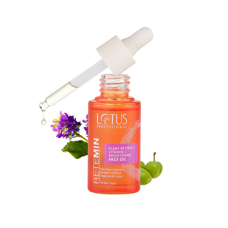 Lotus Retemin Plant Retinol + Vitamin C Brightening Facial Oil | Whitening And Anti-Ageing |Nourishing| Plump Skin|Fine Lines|Paraben Free | 28 Ml