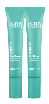 Lotus Herbals Peptide Lip Balm with SPF 15 for Dry and Chapped Lips (Transparent, 10gm)(PACK OF 2)