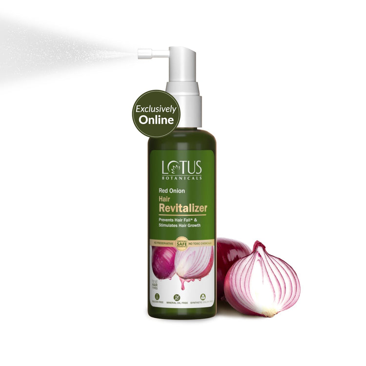 Lotus Botanicals Red Onion Hair Revitalizer (Serum) | Volumising & Repairing | Mineral Oil, Silicon & Chemical Free | All Hair Types | 100ml