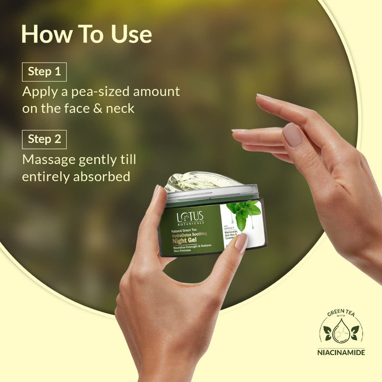 Lotus Botanicals Natural Green Tea HydraDetox Soothing Night Gel with Niacinamide 50G