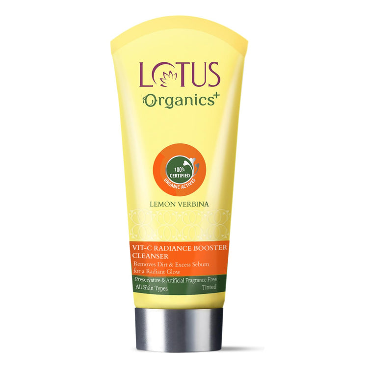 Lotus Organics+ Vitamin - C Radiance Booster Cleanser | 100% Certified Organic Lemon Verbena | Removes Dirt & Excess Sebum | All Skin Types | 100gm