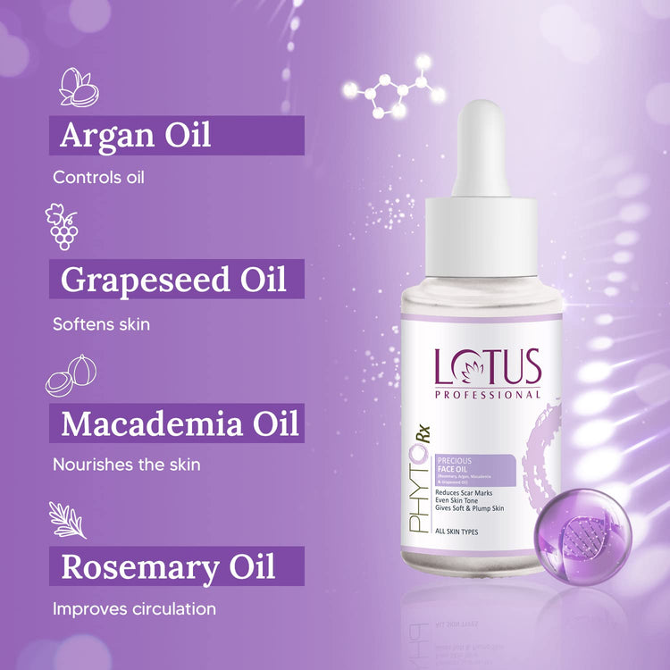 Lotus Professional PhytoRx Precious Face Oil | Reduces Scar Marks | Gives Soft & plump Skin | Evens Skin Tone | For All Skin Types | 28ml