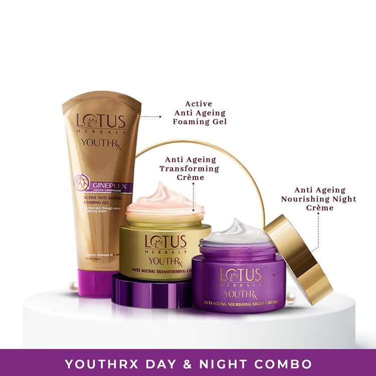 Youthrx Anti Ageing Transforming Day Cream 50 gm, Night Cream 50 gm and Foaming Gel Face Wash 100 gm Combo Pack