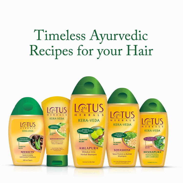 Lotus Herbals Kera-Veda Soyashine Soya Protein & Brahmi Shampoo | Preservative Free Shampoo | For All Hair Types | 200ml