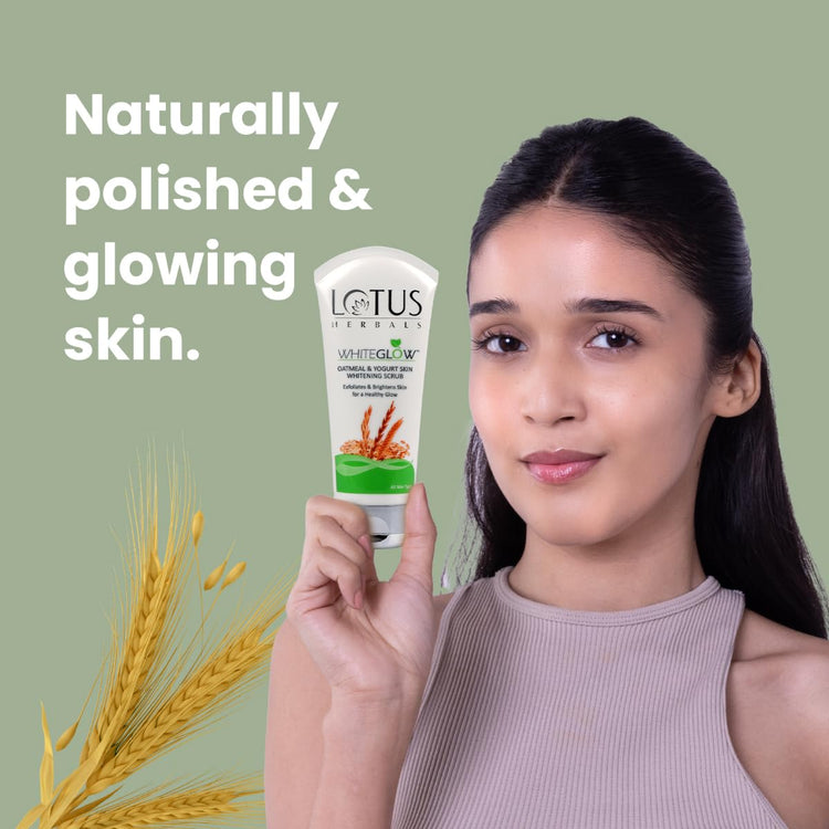 Lotus Herbals White Glow Oatmeal & Yogurt Skin Whitening Scrub (100g) - Pack of 2