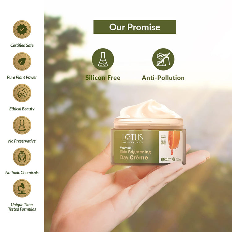 Lotus Botanicals Day Face Cream | Vitamin C | SPF 25 and PA+++ | Lightweight | Silicon & Chemical Free | For Glowing Skin| All Skin Types | 45g