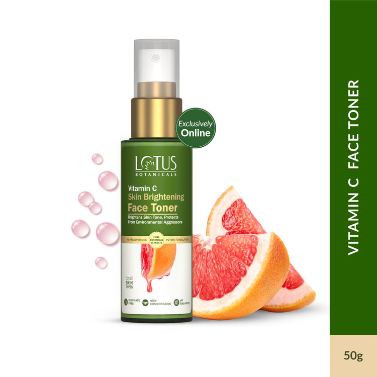 Lotus Botanicals Vitamin C Skin Brightening Face Face Toner 50ml | Brightens Skin Tone Protects from Environmental Aggressors