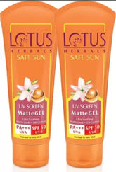 Lotus Herbals Safe Sun Uv Screen Mattegel Ultra Soothing Sunscreen | PA+++ | SPF 50 | Matte Look |For Normal to Oily Skin | 100g (Pack Of 2)
