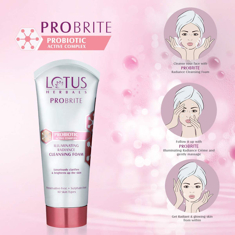 Lotus Herbals Probrite Illuminating Radiance Cleansing Foam, 100 g
