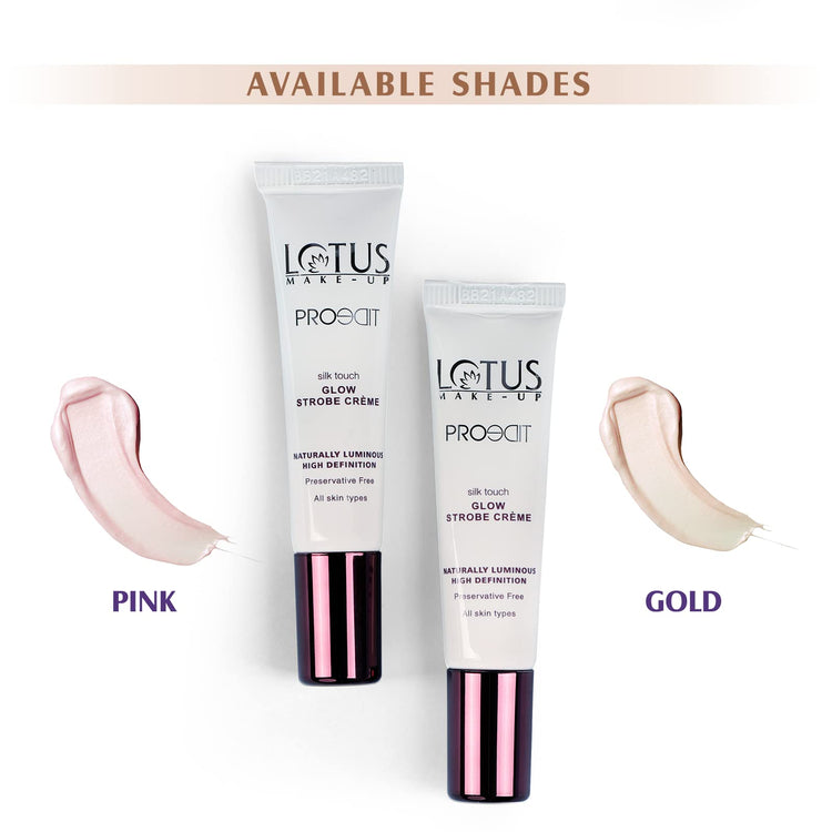 Lotus Makeup Proedit Silk Touch Glow Strobe Moisturizer Cream - Gold | Japanese Sakura, White Mulberry, Vitamin E | Dewy finish | 20g, Golden
