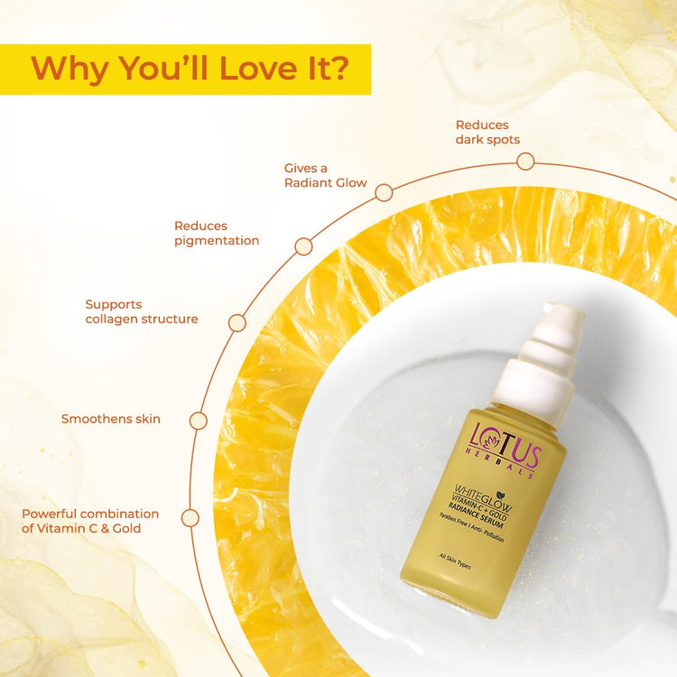 Lotus Herbals WhiteGlow Vitamin C and Gold Radiance Face Wash(100g) and Face Serum(30ml) | 130g