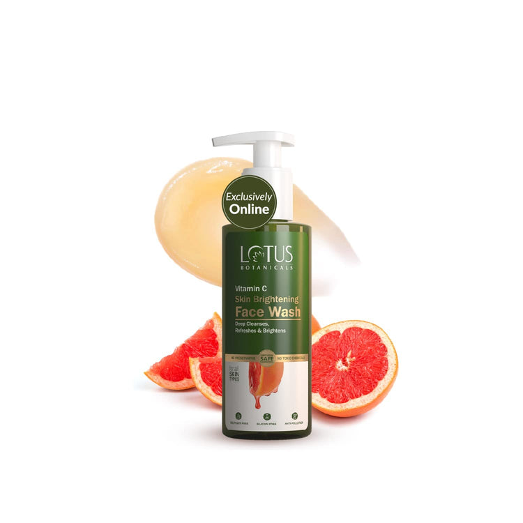 Lotus Botanicals Vitamin C Skin Brightening Face Wash | 100x Vitamin C | Brightens & Deep Cleanses Skin | Removes Dirt and Impurities | Refreshes Skin | Fades Dark Spots | No Toxic Chemicals | All Skin Types | 180ml