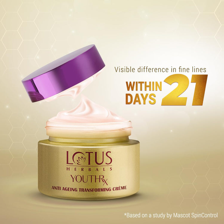 Lotus Herbals YouthRx Anti Ageing Transforming Cream SPF 25 | PA+++ | Preservative Free | 50g