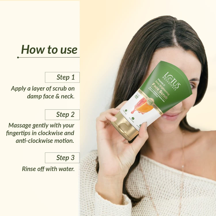 Lotus Botanicals Skin Brightening Face Scrub | Vitamin C | Sulphate, Silicon & Chemical Free | All Skin Types | 100g