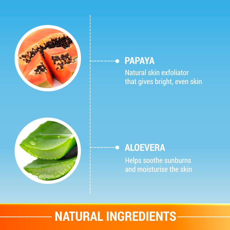 Lotus Herbals Safe Sun DeTAN After-Sun Face Wash Gel | Papaya & Aloe Vera |Preservative free, enriched with natural actives| All Skin Types | 100g