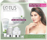 Lotus Herbals Whiteglow Day And Night Pack with Face Wash | For Skin Brightening | Day Cream | Night Cream | Facewash | 220g