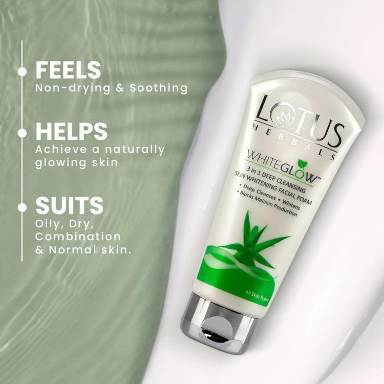 Lotus Herbals 3 in 1 Deep Cleansing Facial Foam | Face Wash for Women & Men | Blocks Melanin Production | Acne-Control & Oil-Control | Fades Dark Spots ||200g