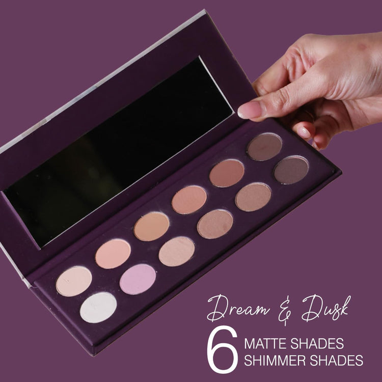 Lotus Make-Up Proedit Eye Primer Infused EyeShadow Palette Dream & Dusk| Highly Pigmented| Blendable| 12 Shades|16.8g