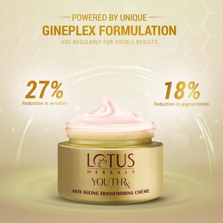 Lotus Herbals YouthRx Anti Ageing Transforming Cream SPF 25 | PA+++ | Preservative Free | 50g