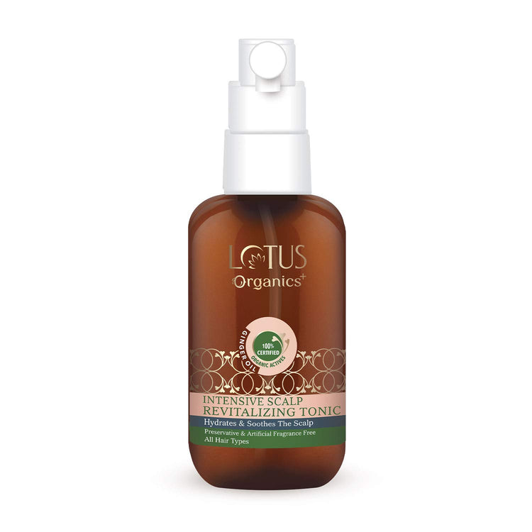 Lotus Organics+ Intensive Scalp Revitalizing Hair Tonic | 100% Certified Organic Ginger Oil | Reduces Split Ends & Adds Shine | Nourishes Hair Follicles | Sulphate Free | All Hair Types | 100ml