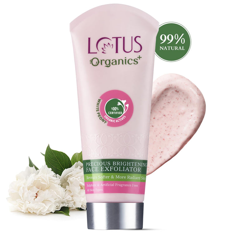 Lotus Organics+ Precious Brightening Face Exfoliator | Gentle and Effective Organic Face Scrub | 50g
