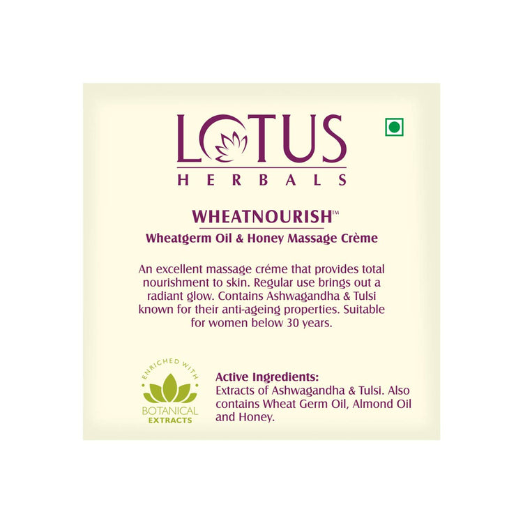 Lotus Herbals Wheatnourish Wheatgerm Oil and Honey Nourishment Massage Cream, 50g