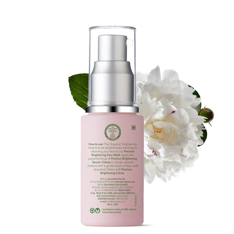 Lotus Organics+ Precious Brightening Serum + Cream | 100% Organic White Peony | Sulphate & Paraben Free | All Skin Types | 30g