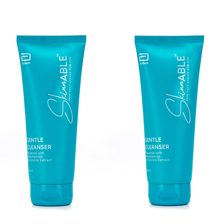 Abbott Skinnable Gentle Cleanser with Niacinamide, licorice glycolic extract, glycerin,Glyceryl laurate, Lactic acid, pH balanced,Paraben free,Soap free,anti-acne facewash for Women & Men 100ml*2 Pack
