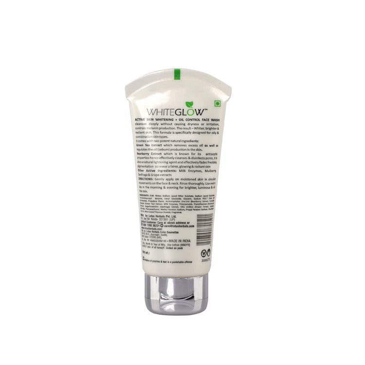 Lotus Herbals Whiteglow Active Skin Whitening & Oil Control Face Wash | With Green Tea Extract | Brightens Skin | For All Skin Types | 100g
