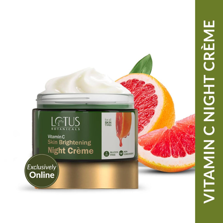 Lotus Botanicals Night Face Cream | Vitamin C | Silicon & Chemical Free | For Glowing Skin| All Skin Types | 45g