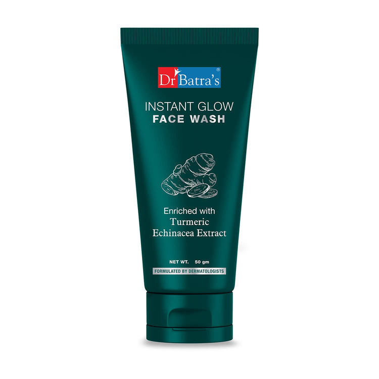 Dr Batra's Instant Glow Face Wash, Enriched with Echinacea & Turmeric, Repairs Skin Damage, Prevents infections, Face Wash for Skin Complexion & Glowing skin, Paraben & Silicone free(100g)