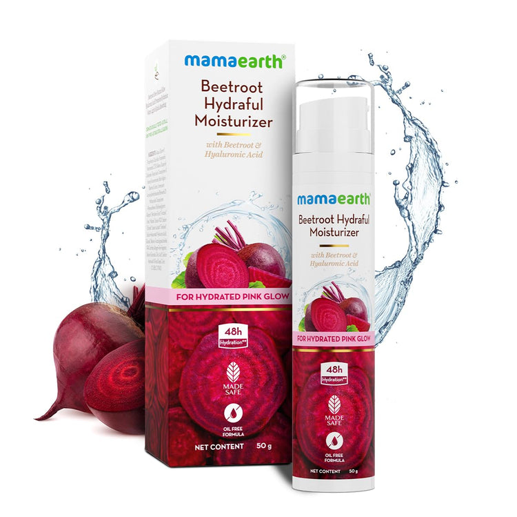 Mamaearth Beetroot Hydraful Moisturizer Lotion With Beetroot&Hyaluronic Acid For Hydrated Pink Glow -50 Ml|48 Hr Hydration|Oil Free Formula|Lightweight&Non-Greasy|Instantly Absorbs|For All Skin Types